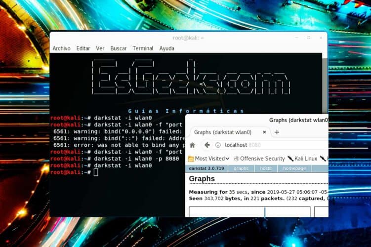 Darkstat Analizador tráfico red Linux basado en web