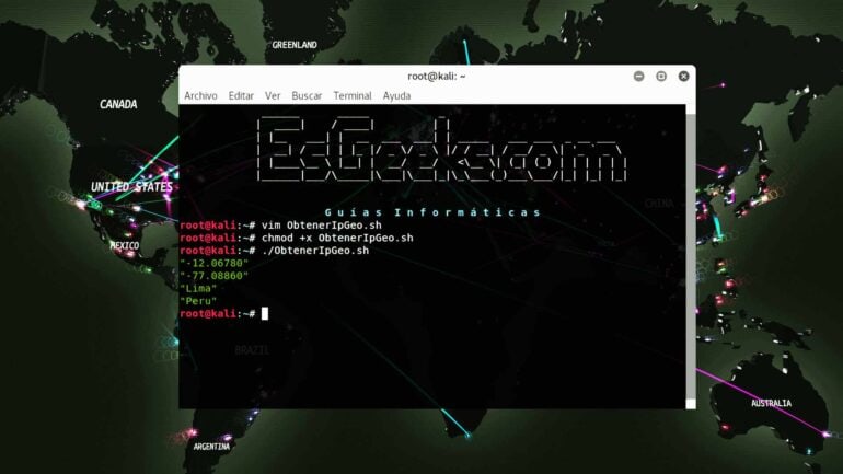 Encontrar ubicación geográfica de IP Linux terminal
