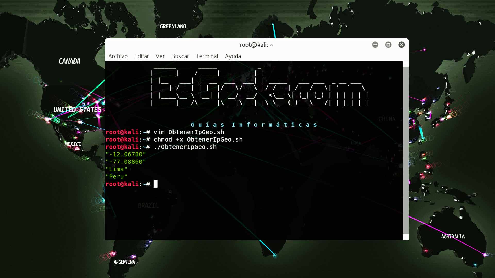 Encontrar ubicación geográfica de IP Linux terminal