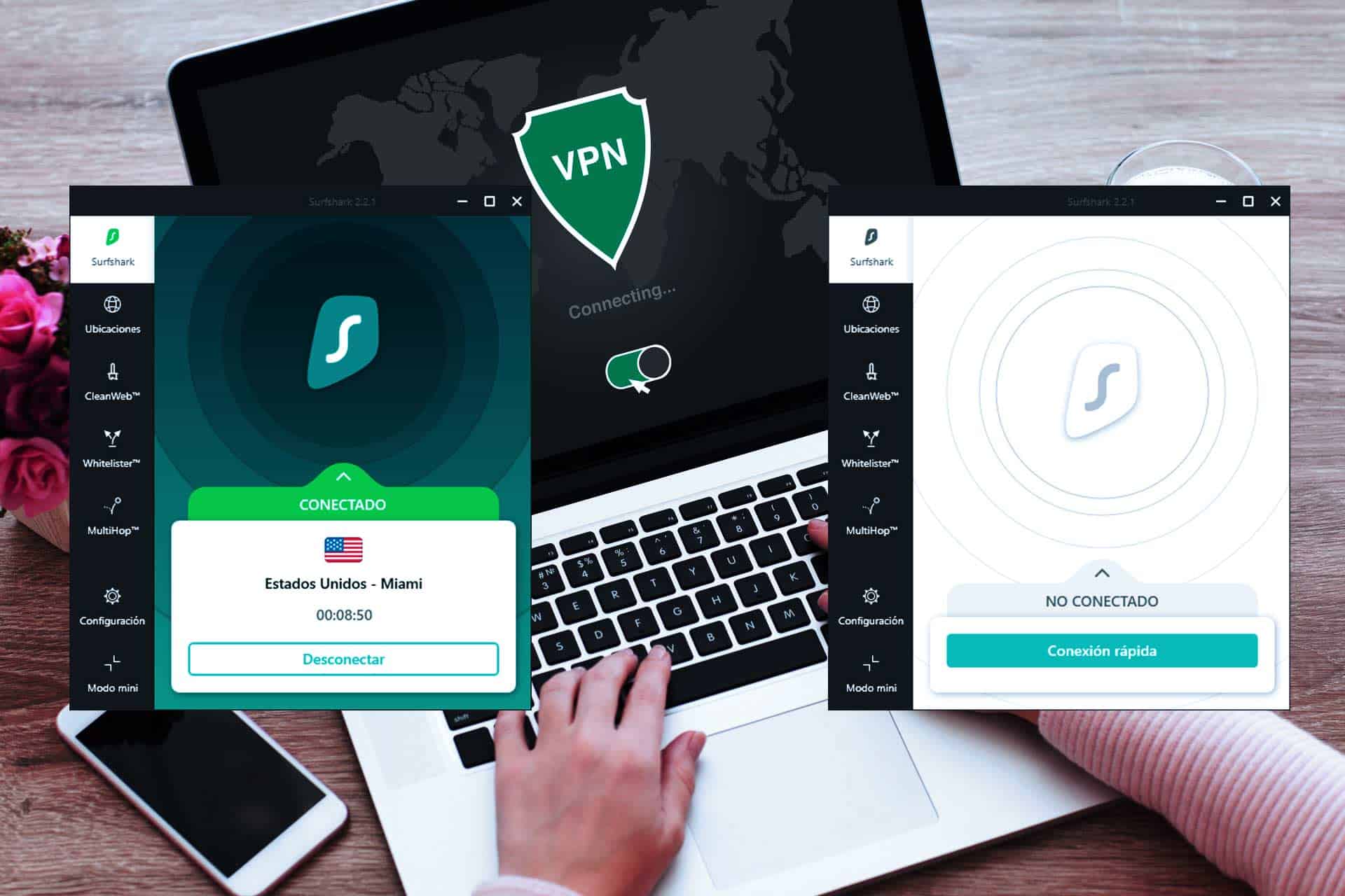 Surfshark VPN barata flexible y segura