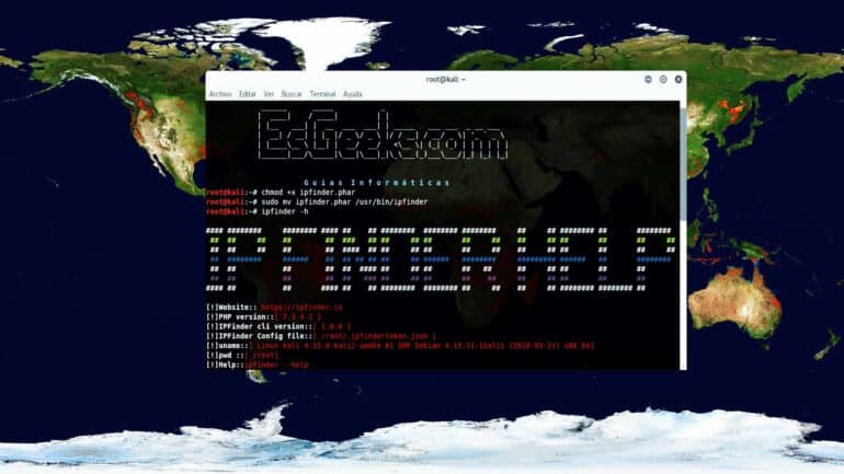 IPFinder CLI información de localización IP