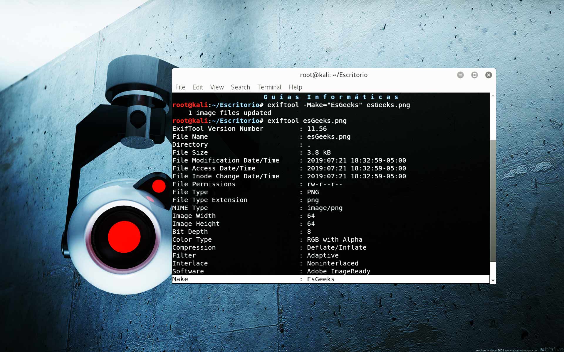 ExifTool Extraer metadatos archivo imagen