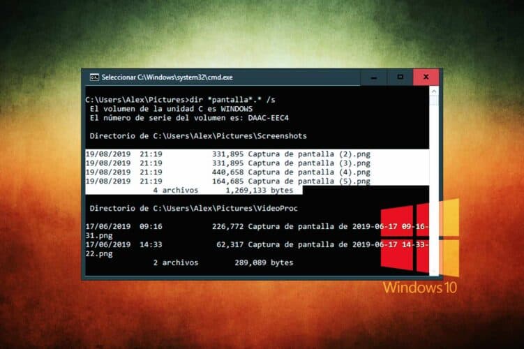 Buscar archivos y carpetas en CMD Windows