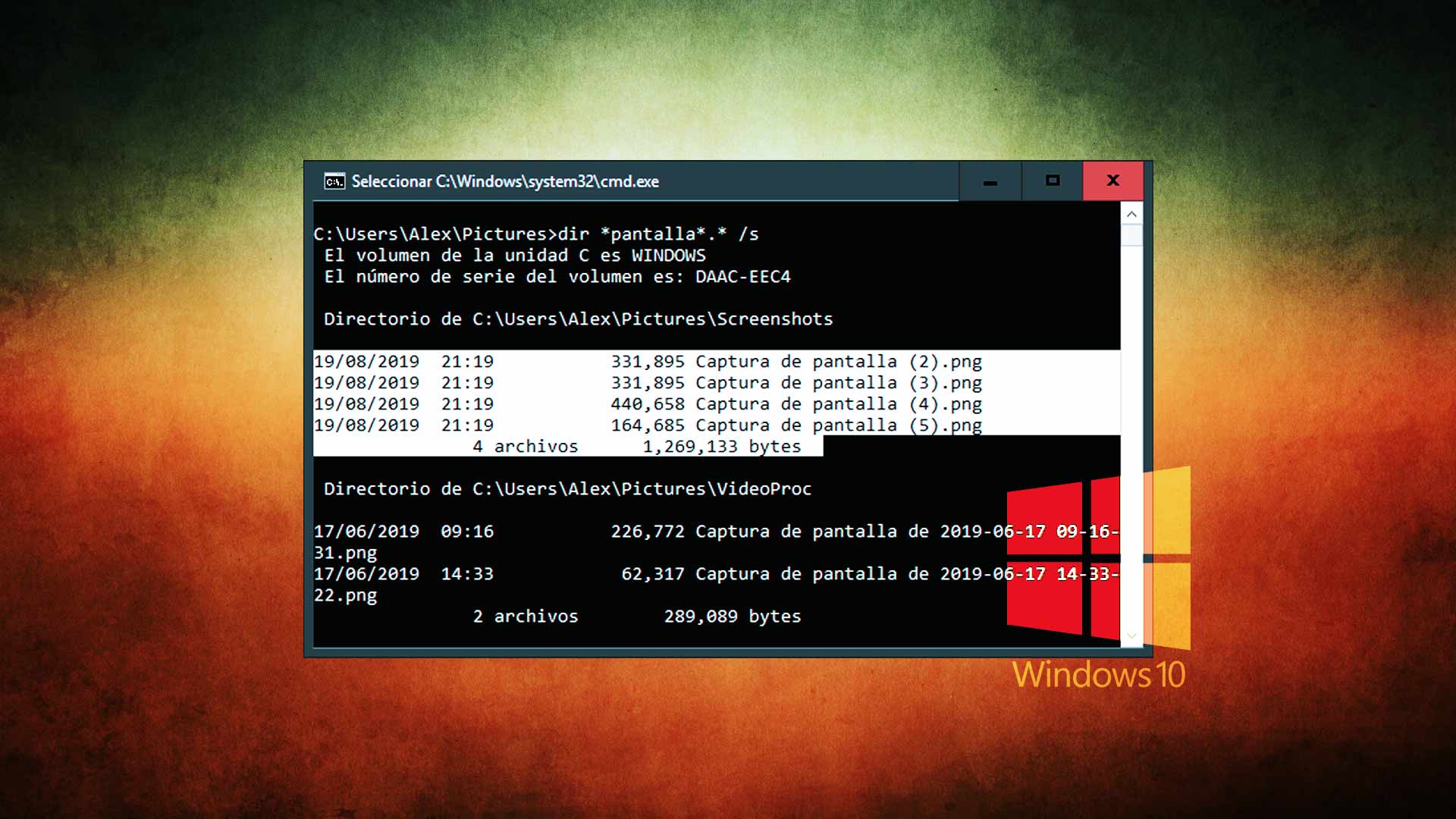 Buscar archivos y carpetas en CMD Windows