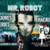 Collage con las mejores series de hacker y tecnología, destacando a Mr. Robot, Person of Interest y CSI: Cyber.