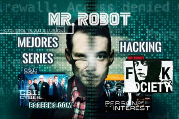 Collage con las mejores series de hacker y tecnología, destacando a Mr. Robot, Person of Interest y CSI: Cyber.