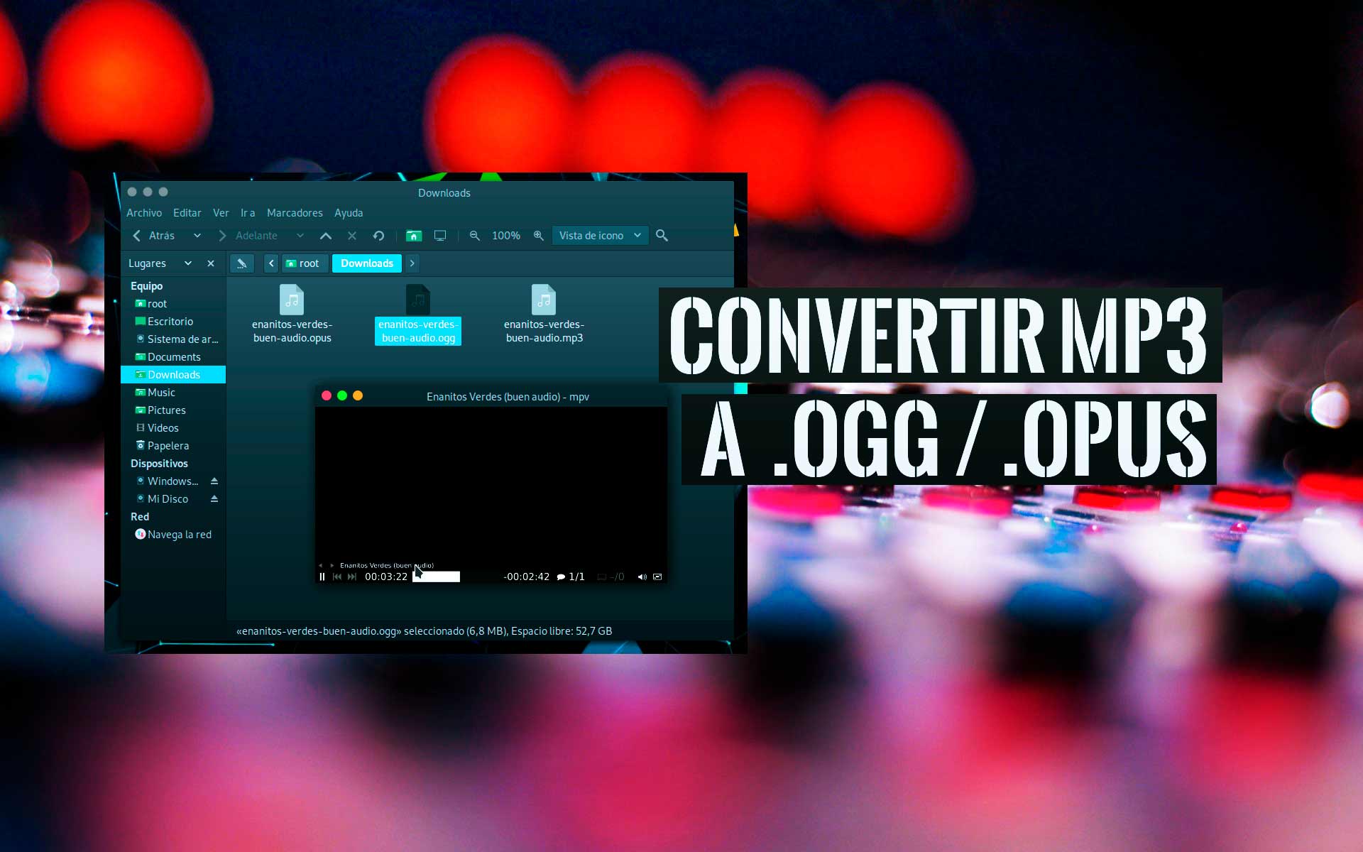Convertir archivos música MP3 a ogg opus Linux
