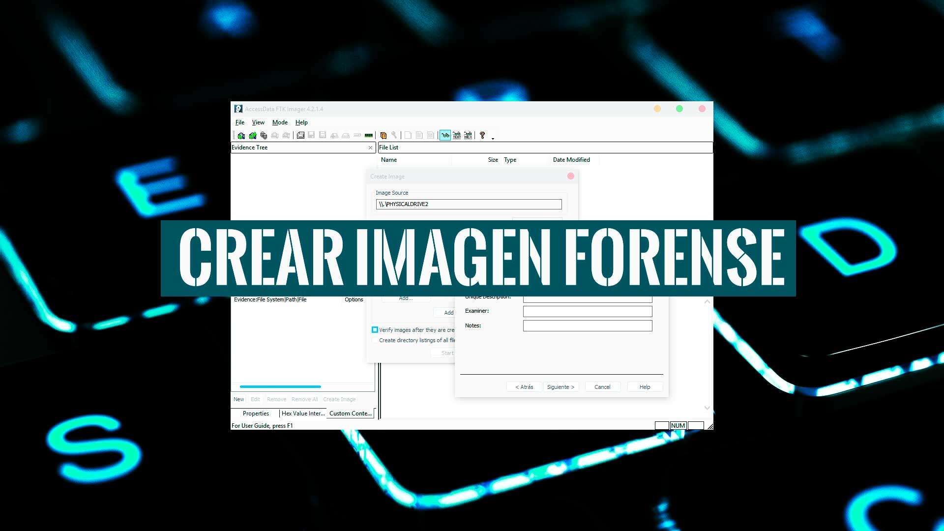 Crear archivo de imagen para Investigación Forense