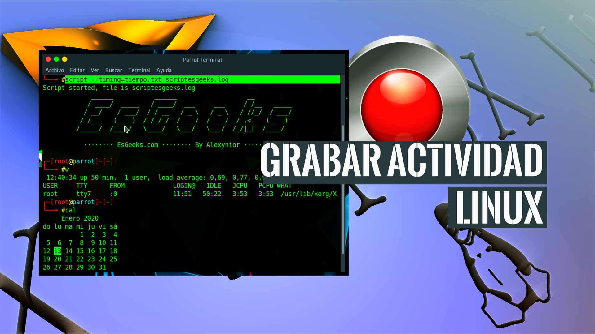 Grabar actividad y comandos terminal Linux