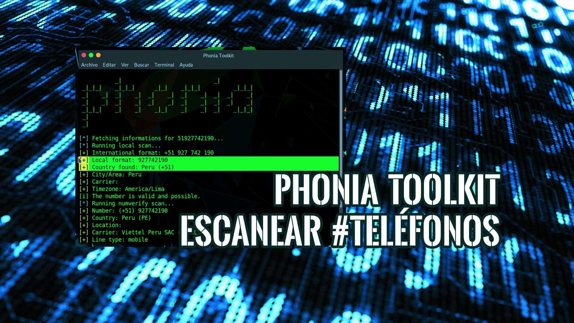 Phonia Toolkit escanear números telefónicos