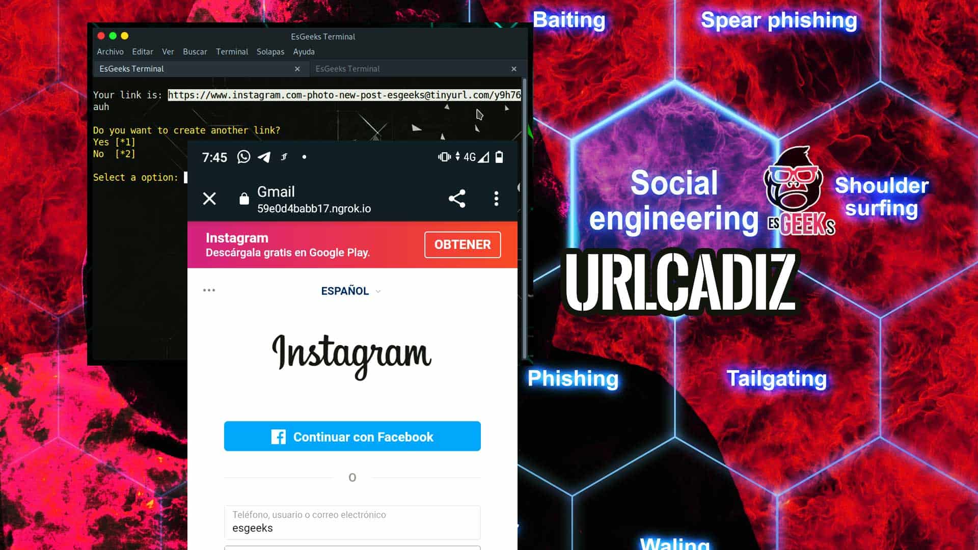 URLCADIZ Generar URL oculta Ingeniería Social