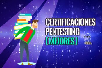 Ilustración de un estudiante cargando una pila de libros junto al título del artículo sobre certificaciones de pentesting