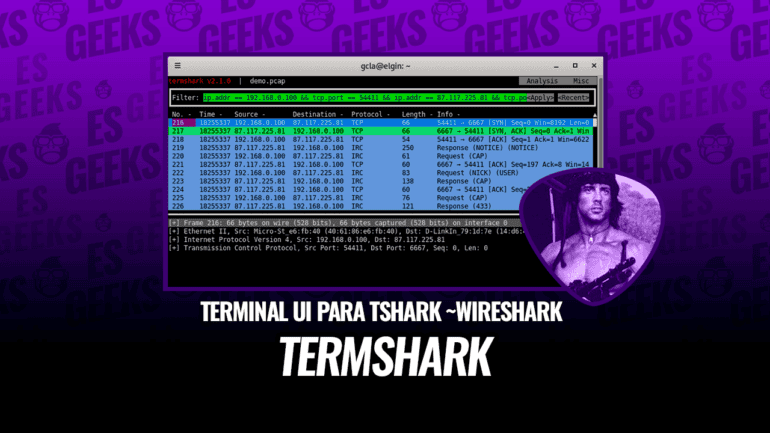 Termshark Terminal UI para TShark inspirada en Wireshark