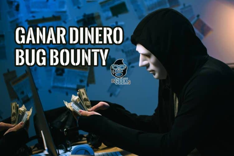 Hacker anónimo contando dinero, una recompensa obtenida en un programa de Bug Bounty por encontrar vulnerabilidades.
