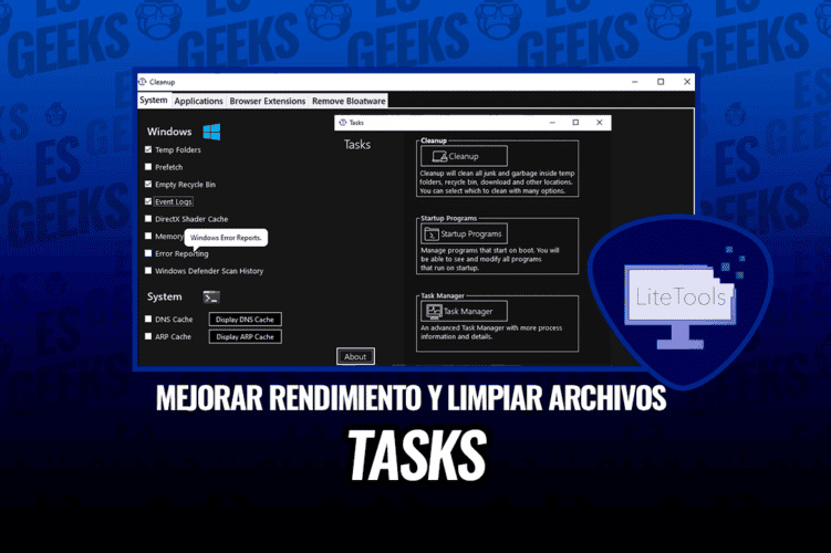 Tasks Aplicación para Mejorar el Rendimiento de Windows y Limpiar Archivos