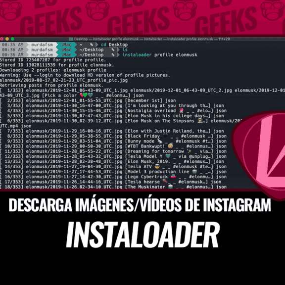 Instaloader: Descargar Imágenes Vídeos y otros Metadatos Instagram