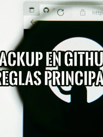 Logotipo de GitHub con texto superpuesto que indica 10 reglas principales para realizar copias de seguridad.