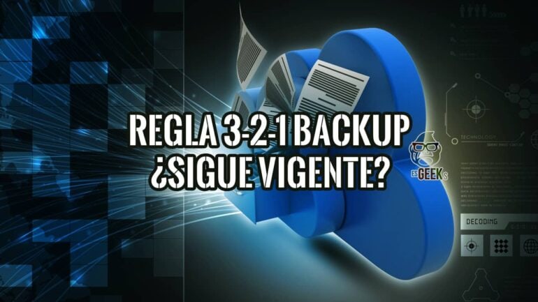 Imagen de portada sobre la Regla 3-2-1 Backup. Un símbolo de copia de seguridad sobre un fondo digital con la pregunta '¿Sigue vigente?'