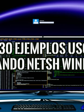 Imagen de múltiples monitores mostrando ejemplos de código del comando netsh en Windows.