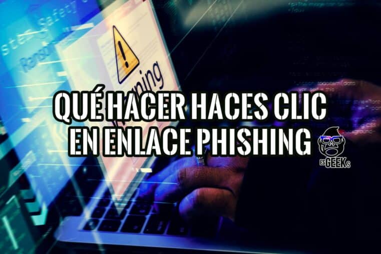 Manos sobre un teclado de portátil con una alerta de phishing en la pantalla.