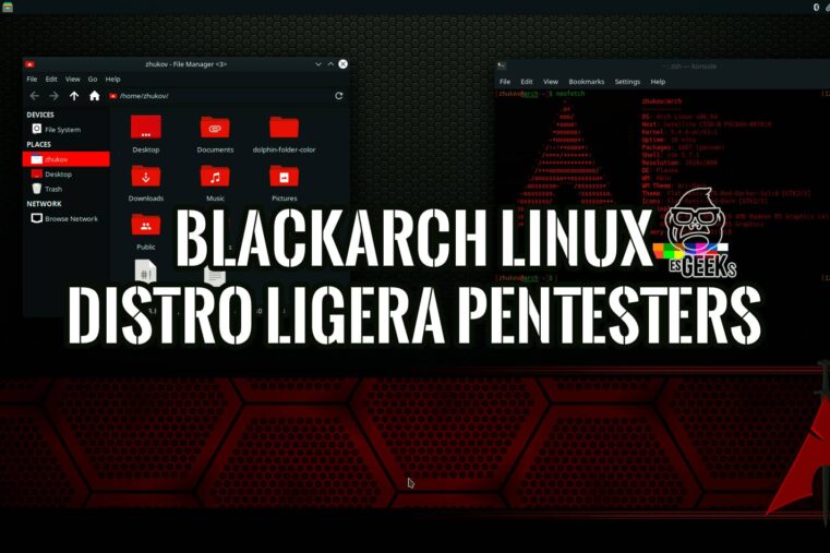 Captura de pantalla de BlackArch Linux, una distribución ligera ideal para pruebas de penetración.