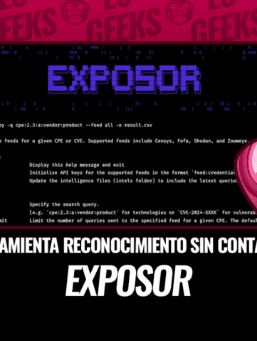 Imagen que muestra la interfaz de la herramienta Exposor y a un hombre presentándola. Herramienta de reconocimiento sin contacto.