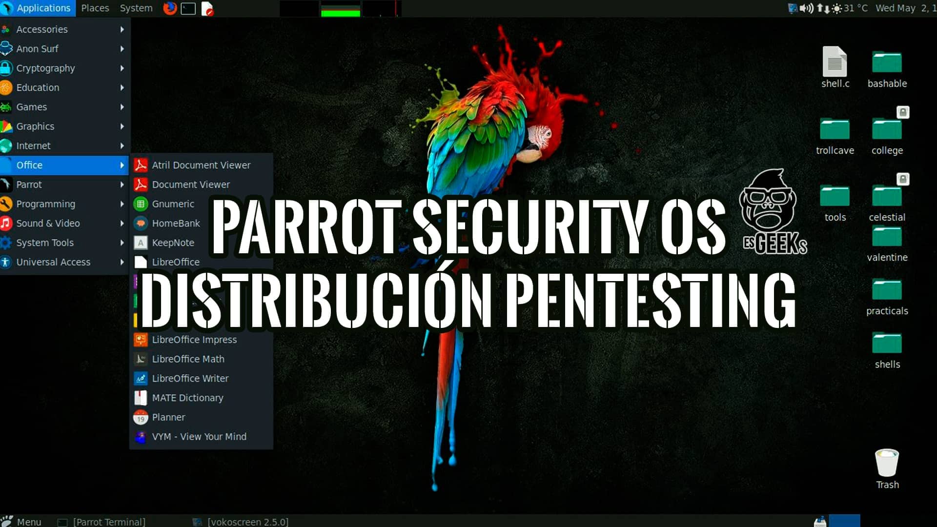 Escritorio de Parrot Security OS.