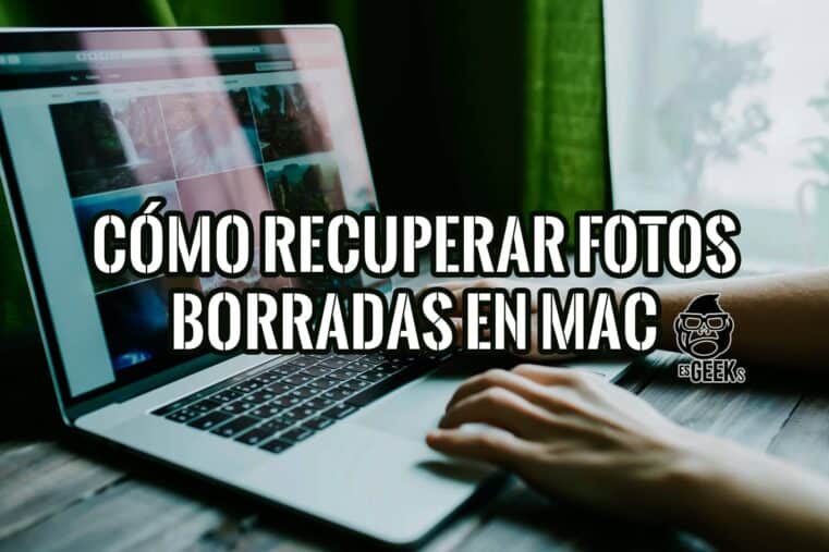 Persona usando un Mac para recuperar fotos borradas.