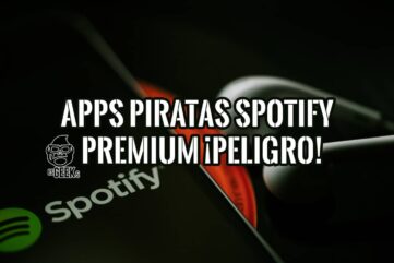 Imagen de advertencia sobre el peligro de usar aplicaciones piratas de Spotify Premium.