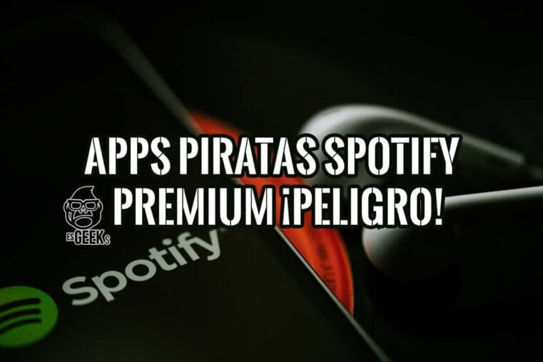 Imagen de advertencia sobre el peligro de usar aplicaciones piratas de Spotify Premium.