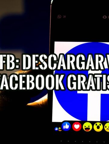 Imagen de un teléfono móvil mostrando el logo de Facebook y el texto "Getmyfb: Descargar videos Facebook gratis".