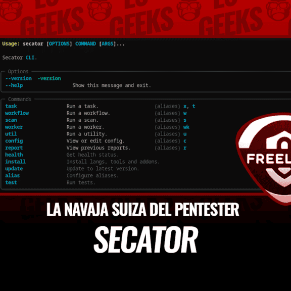 Secator CLI con opciones y comandos para pentesters.