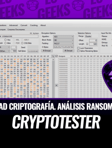 Captura de pantalla de CryptoTester, una utilidad para el análisis de algoritmos criptográficos y ransomware.
