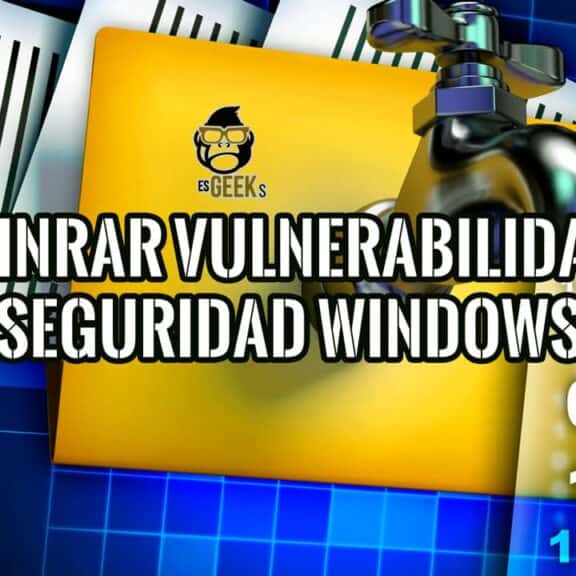 Imagen que representa una vulnerabilidad en WinRAR que permite eludir la seguridad de Windows, con elementos gráficos que simbolizan una fuga de datos.