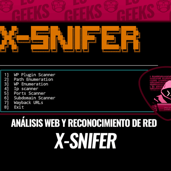 Captura de pantalla de la interfaz de la herramienta X-Snifer, mostrando opciones para escaneo web y de red.