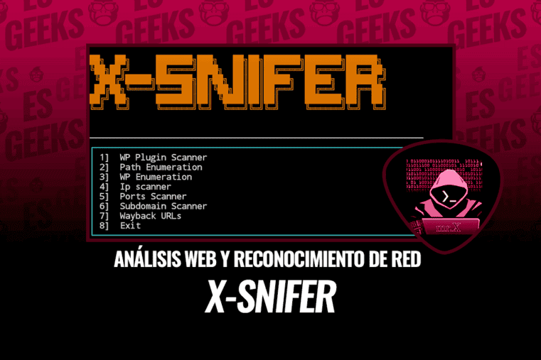 Captura de pantalla de la interfaz de la herramienta X-Snifer, mostrando opciones para escaneo web y de red.