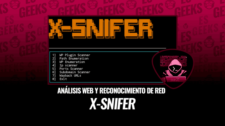 Captura de pantalla de la interfaz de la herramienta X-Snifer, mostrando opciones para escaneo web y de red.