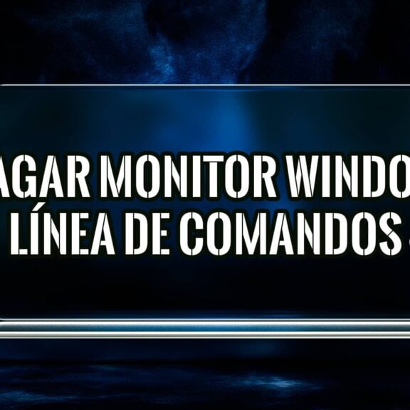 Imagen de una pantalla de computadora oscura con texto en blanco que dice "APAGAR MONITOR WINDOWS LÍNEA DE COMANDOS". Ideal para tutoriales de línea de comandos en Windows.