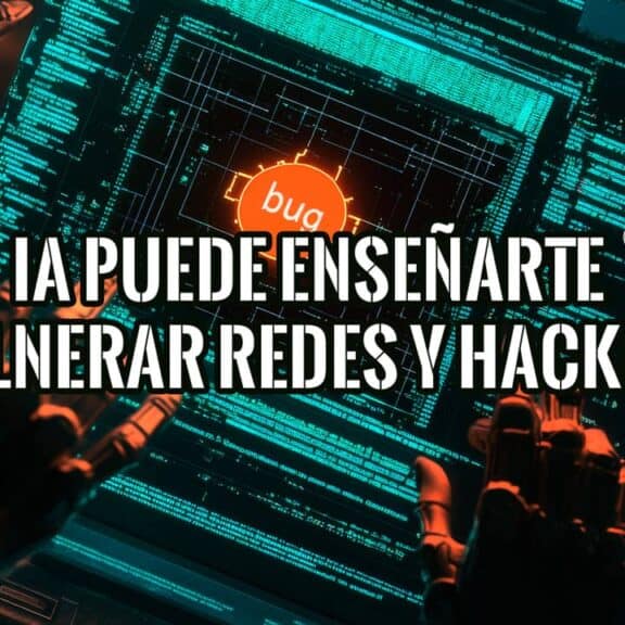 Imagen de una pantalla de ordenador mostrando código, con dos manos robóticas interactuando con él.
