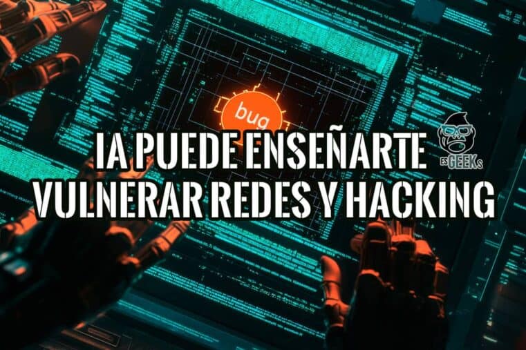 Imagen de una pantalla de ordenador mostrando código, con dos manos robóticas interactuando con él.