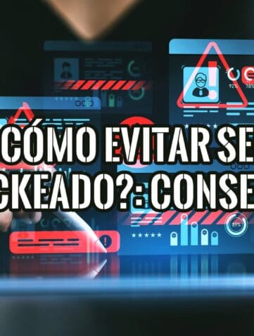 Una mano sostiene un stylus sobre una tableta, con varias interfaces digitales superpuestas que muestran alertas de seguridad y gráficos.