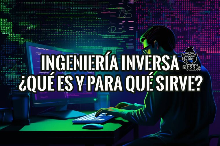 Ilustración de una persona trabajando en un ordenador con código en la pantalla. El título "Ingeniería Inversa: ¿Qué es y para qué sirve?" se superpone a la imagen.