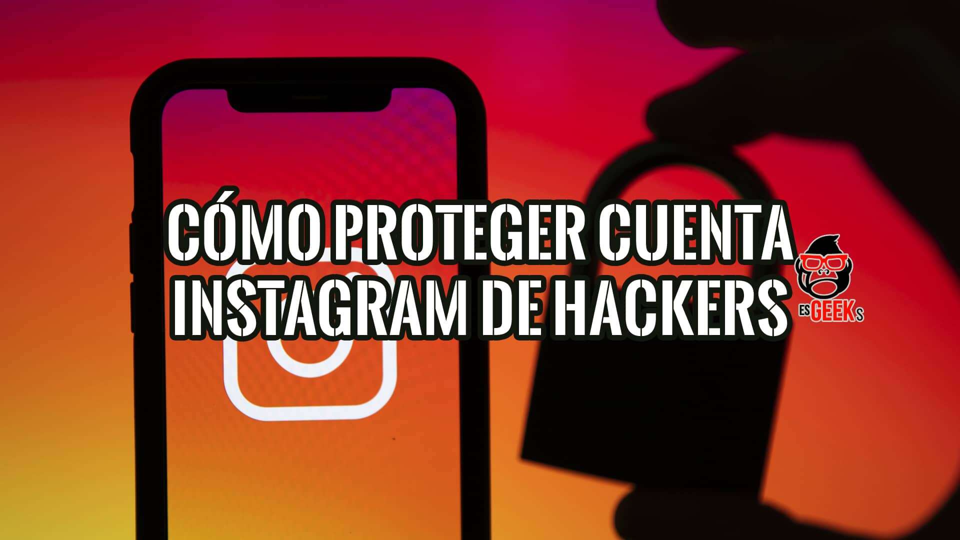 Imagen de un teléfono móvil mostrando el logo de Instagram, con un candado superpuesto, ilustrando la protección de una cuenta de Instagram contra hackers.