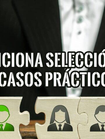 Una mano empujando una pieza de rompecabezas con un ícono verde de persona de negocios hacia otras piezas, simbolizando la selección de personal en el ámbito de TI.