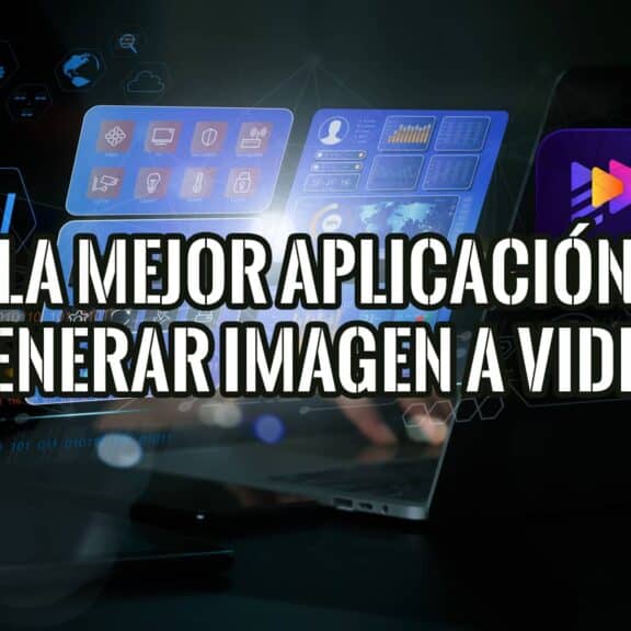 Diseño digital que fusiona el logo de Edimakor con una persona interactuando con tecnología de inteligencia artificial, y el texto "LA MEJOR APLICACIÓN GENERAR IMAGEN A VIDEO" en el centro.