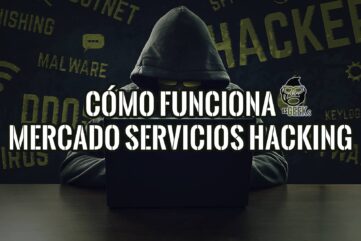 Hacker con portátil en un entorno oscuro. Guía sobre cómo contratar a un hacker y el mercado de servicios de hacking.