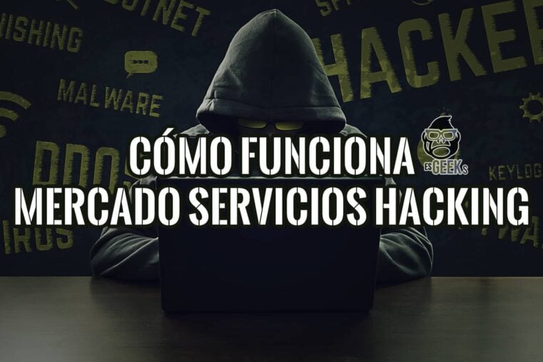 Hacker con portátil en un entorno oscuro. Guía sobre cómo contratar a un hacker y el mercado de servicios de hacking.