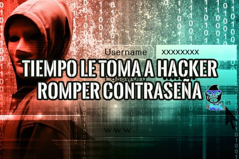 Imagen que ilustra cuanto tiempo tardan en descifrar mi contraseña, con un hacker y código binario.