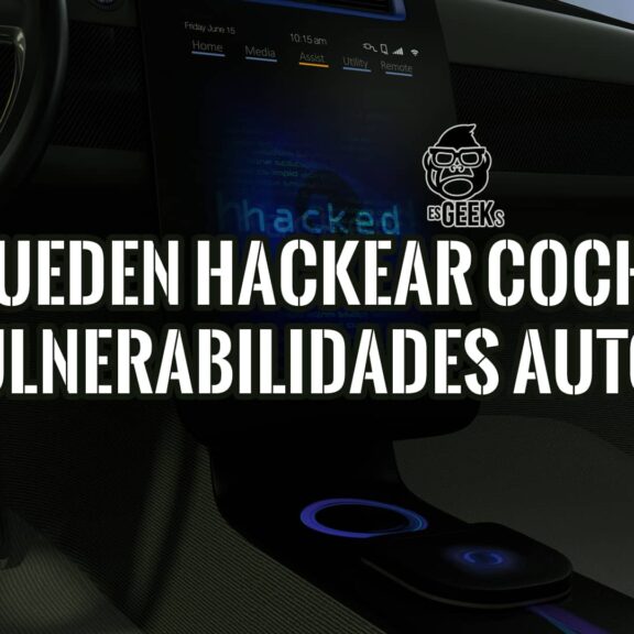 Imagen del salpicadero de un coche con la palabra "hackeado" en la pantalla. ¿Pueden hackear mi coche? Vulnerabilidades de los automóviles.